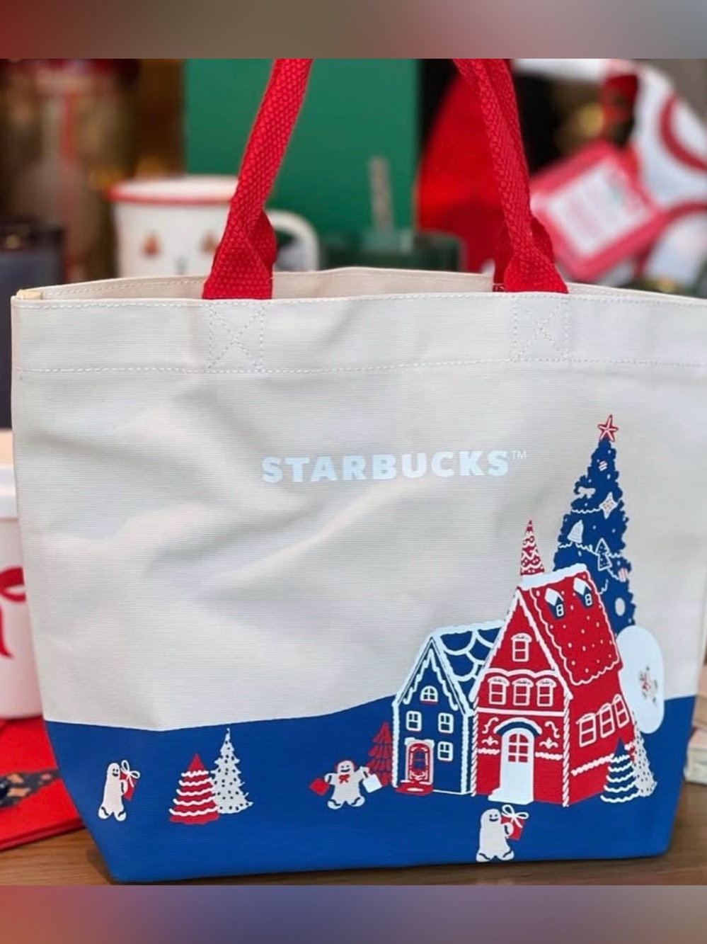 Starbucks 2025 Christmas Canvas Tote Holiday Village